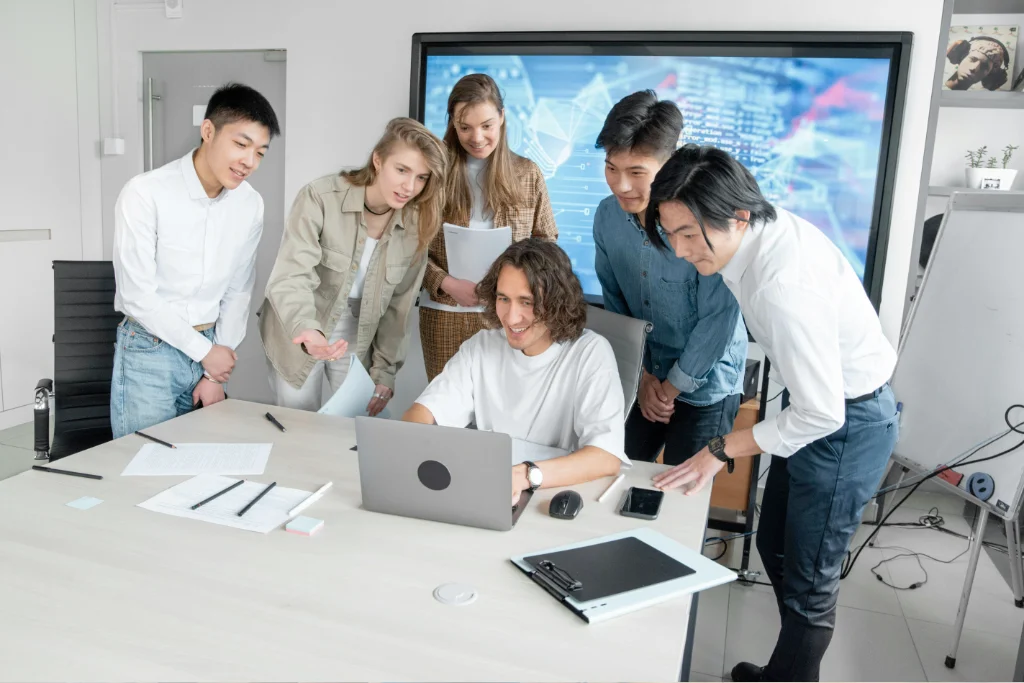 Engineering team collaborating on system architecture